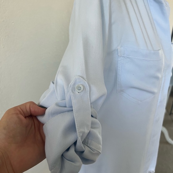 Cloth & Stone blue  Button Down Frayed Hem Shirt Sz S - Picture 7 of 8